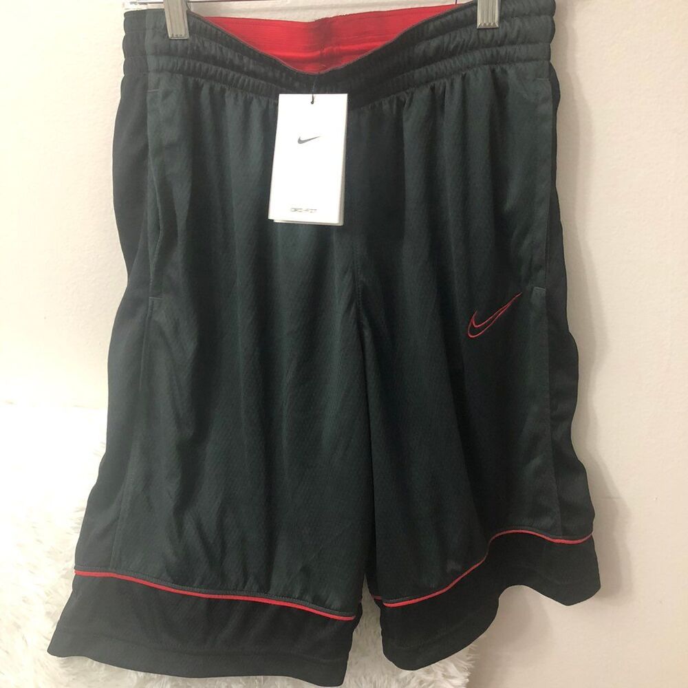 New NIKE Men’s Size Medium Gray, Black, Red Basketball Shorts